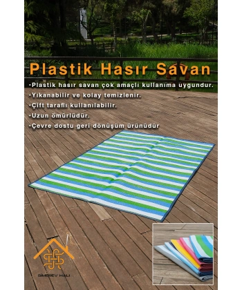 SİMEREV HALI Hasır Savan Mat Plaj Kamp Piknik Bahçe Balkon Teras Yıkanabilir Katlanabilir Kilim