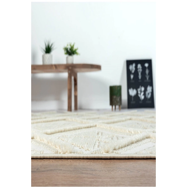 SİMEREV HALI Yumuşak Shaggy Pamuk Örgü Bukle Dokuma Yolluk Salon Mutfak Yatak Oturma Odası Halısı