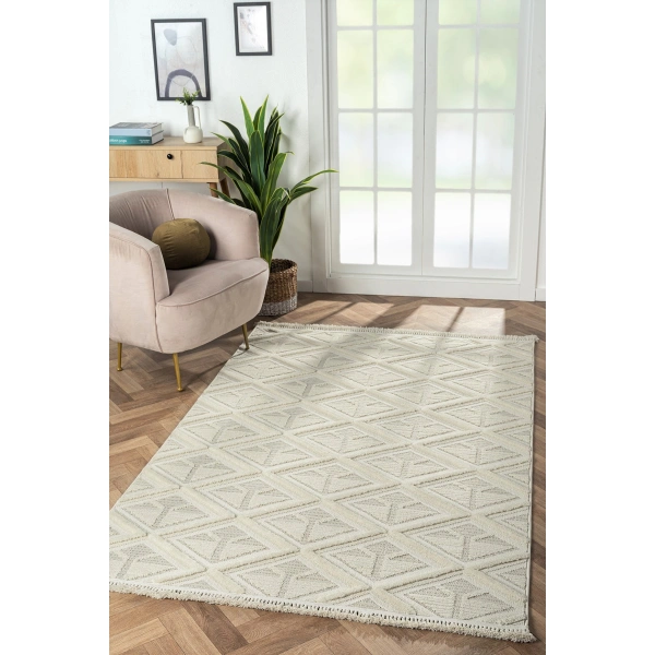 SİMEREV HALI Yumuşak Shaggy Pamuk Örgü Bukle Dokuma Yolluk Salon Mutfak Yatak Oturma Odası Halısı