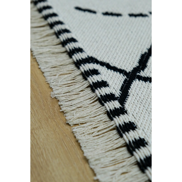 SİMEREV HALI İskandinav Kaymaz Taban Saçaklı Dokuma Örgü Yıkanabilir Salon Oturma Odası Yolluk Kilim