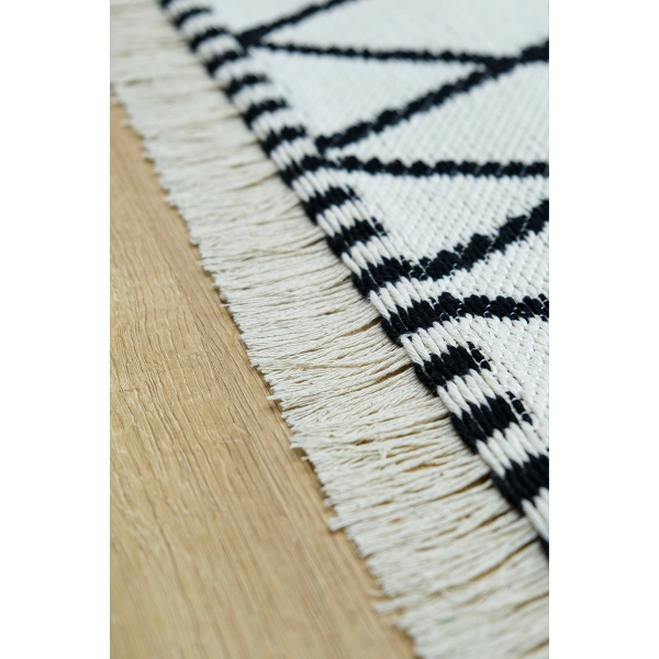 SİMEREV HALI İskandinav Kaymaz Taban Saçaklı Dokuma Örgü Yıkanabilir Salon Oturma Odası Yolluk Kilim