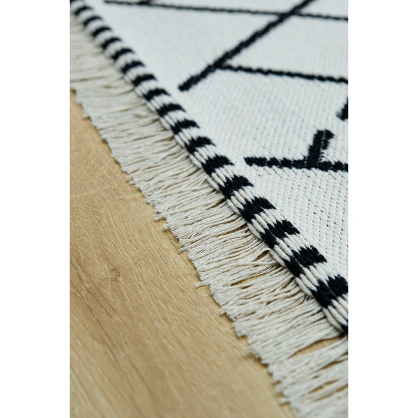 SİMEREV HALI İskandinav Kaymaz Taban Saçaklı Dokuma Örgü Yıkanabilir Salon Oturma Odası Yolluk Kilim