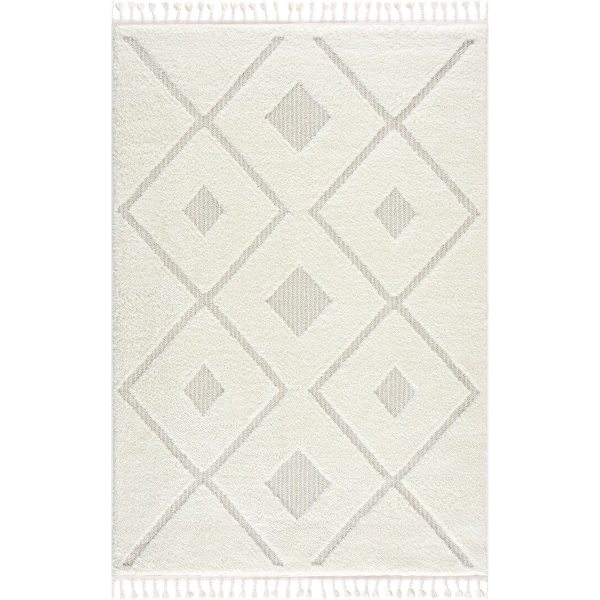 SİMEREV HALI Beyaz Bej Yumuşak Peluş Shaggy Modern Dokuma Salon Mutfak Çocuk Oturma Odası Halısı