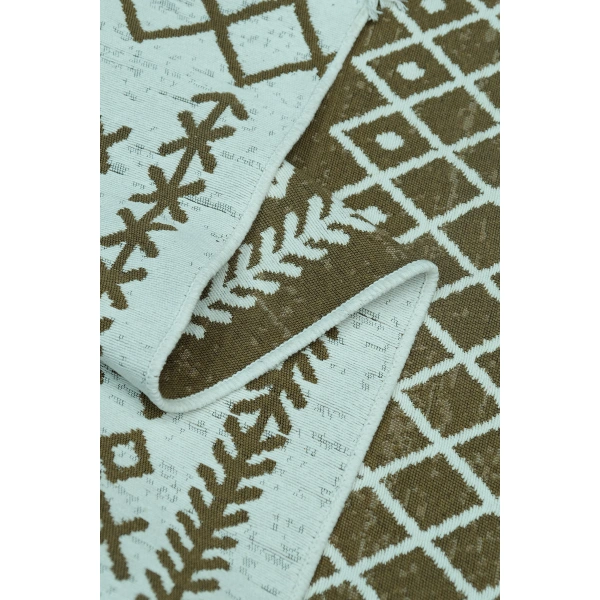 SİMEREV HALI Pamuk Dokuma Yumuşak Çift Taraflı Yıkanabilir Saçaklı Salon Mutfak Yolluk Kilim