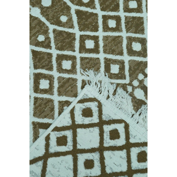 SİMEREV HALI Pamuk Dokuma Yumuşak Çift Taraflı Yıkanabilir Saçaklı Salon Mutfak Yolluk Kilim