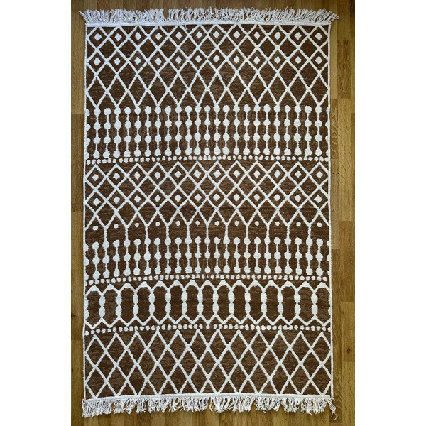 SİMEREV HALI Pamuk Dokuma Yumuşak Çift Taraflı Yıkanabilir Saçaklı Salon Mutfak Yolluk Kilim