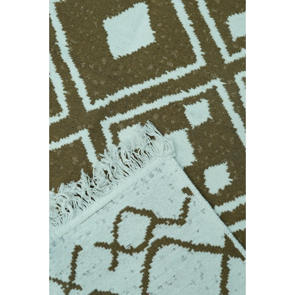 SİMEREV HALI Pamuk Dokuma Yumuşak Çift Taraflı Yıkanabilir Saçaklı Salon Mutfak Yolluk Kilim