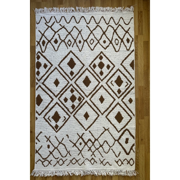 SİMEREV HALI Pamuk Dokuma Yumuşak Çift Taraflı Yıkanabilir Saçaklı Salon Mutfak Yolluk Kilim