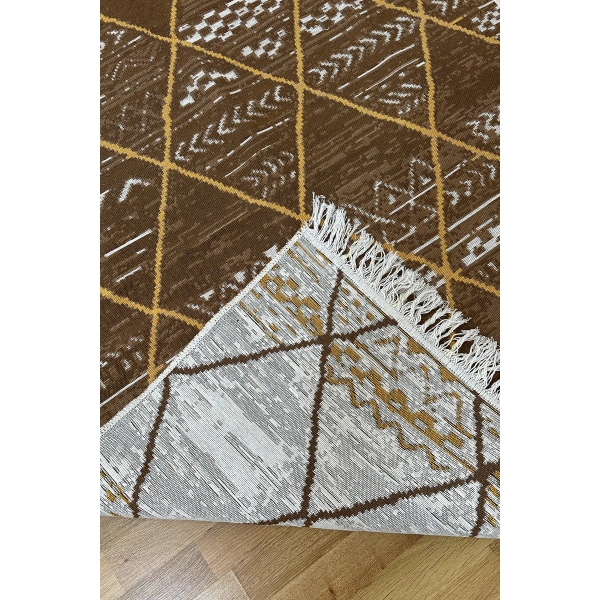 SİMEREV HALI Pamuk Dokuma Yumuşak Çift Taraflı Yıkanabilir Saçaklı Salon Mutfak Yolluk Kilim