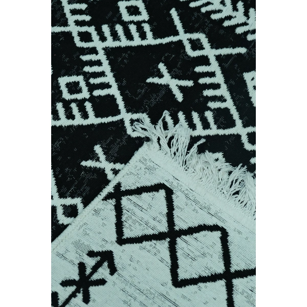 SİMEREV HALI Pamuk Dokuma Yumuşak Çift Taraflı Yıkanabilir Saçaklı Salon Mutfak Yolluk Kilim