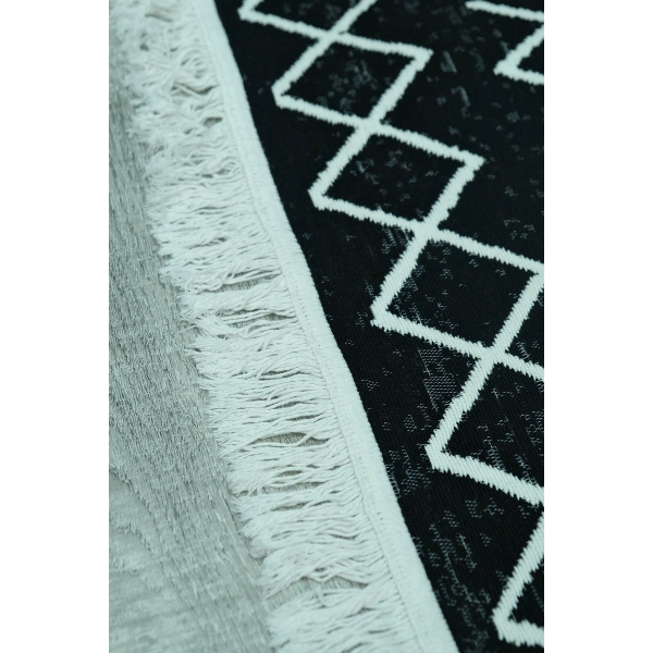 SİMEREV HALI Pamuk Dokuma Yumuşak Çift Taraflı Yıkanabilir Saçaklı Salon Mutfak Yolluk Kilim