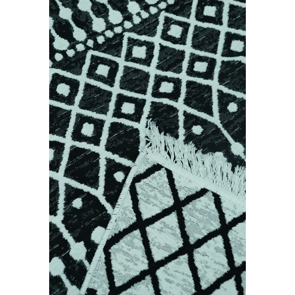 SİMEREV HALI Pamuk Dokuma Yumuşak Çift Taraflı Yıkanabilir Saçaklı Salon Mutfak Yolluk Kilim