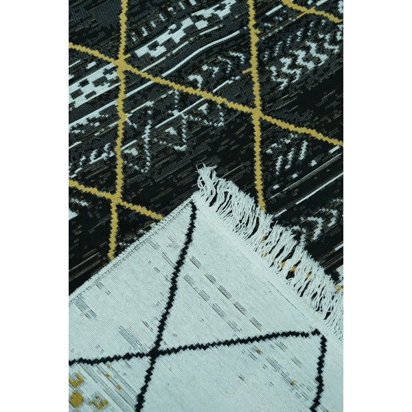 SİMEREV HALI Pamuk Dokuma Yumuşak Çift Taraflı Yıkanabilir Saçaklı Salon Mutfak Yolluk Kilim