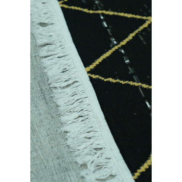 SİMEREV HALI Pamuk Dokuma Yumuşak Çift Taraflı Yıkanabilir Saçaklı Salon Mutfak Yolluk Kilim