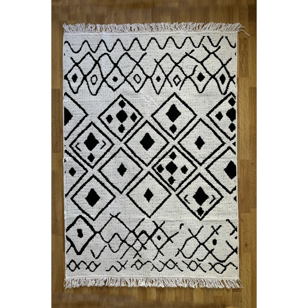 SİMEREV HALI Pamuk Dokuma Yumuşak Çift Taraflı Yıkanabilir Saçaklı Salon Mutfak Yolluk Kilim