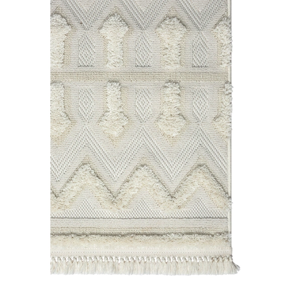 SİMEREV HALI Beyaz Krem Yumuşak Örgü Bukle Dokuma Yolluk Salon Mutfak Yatak Oturma Odası Halısı