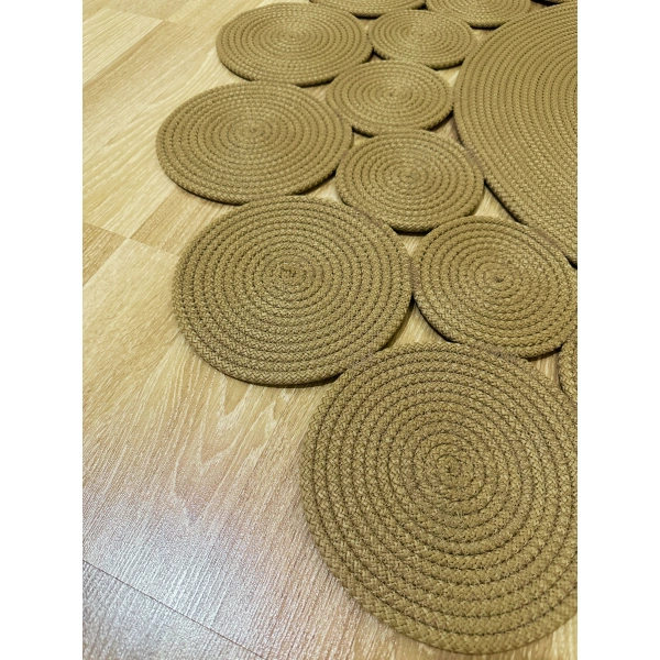 El Örmesi Yıkanabilir Çift Taraflı Oturma Odası Salon Mutfak Halısı Jüt Hasır Yolluk Halı Kilim