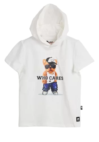 Bad Bear Mood Beyaz Çocuk Baskılı Hoodie Sweatshirt