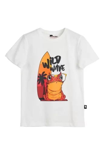 Bad Bear Wave Beyaz Baskılı Çocuk Tişört