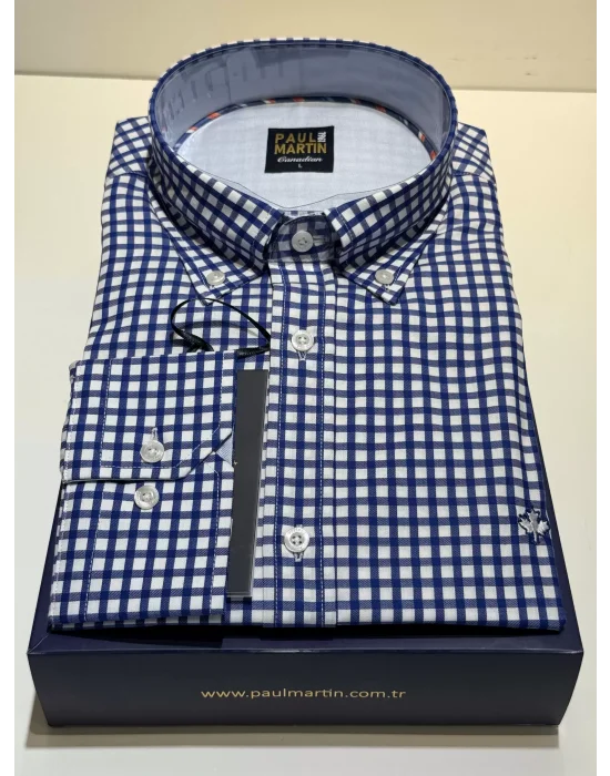 PAUL MARTİN NEW COLLECTION EKOSE MODEL COTON ER GÖMLEK - PM3647-048