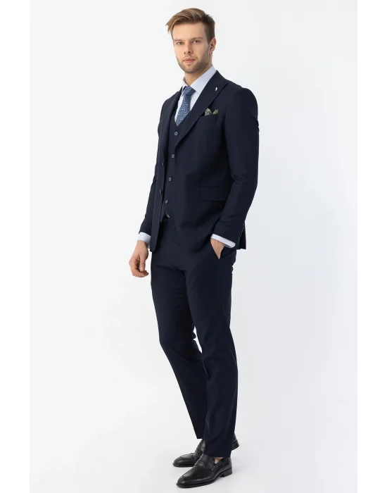 GİOTELLİ NEW COLLECTİON İĞNE DESEN YELEKLİ ERKEK TAKIM ELBİSE