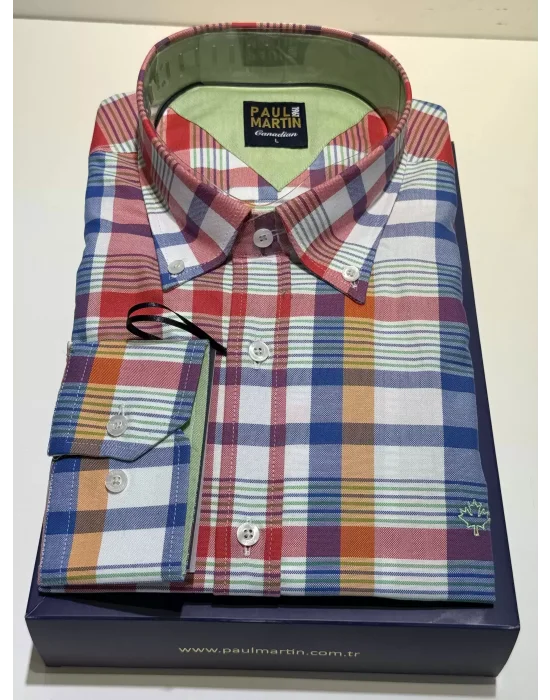 PAUL MARTİN NEW COLLECTION EKOSE MODEL COTON ER GÖMLEK - PM3634-075