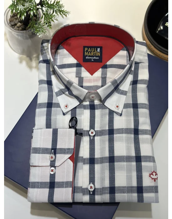 PAUL MARTİN NEW COLLECTION EKOSE MODEL COTON ER GÖMLEK - PM3634-41