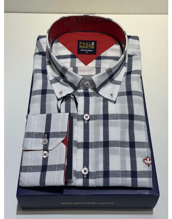 PAUL MARTİN NEW COLLECTION EKOSE MODEL COTON ER GÖMLEK - PM3634-41