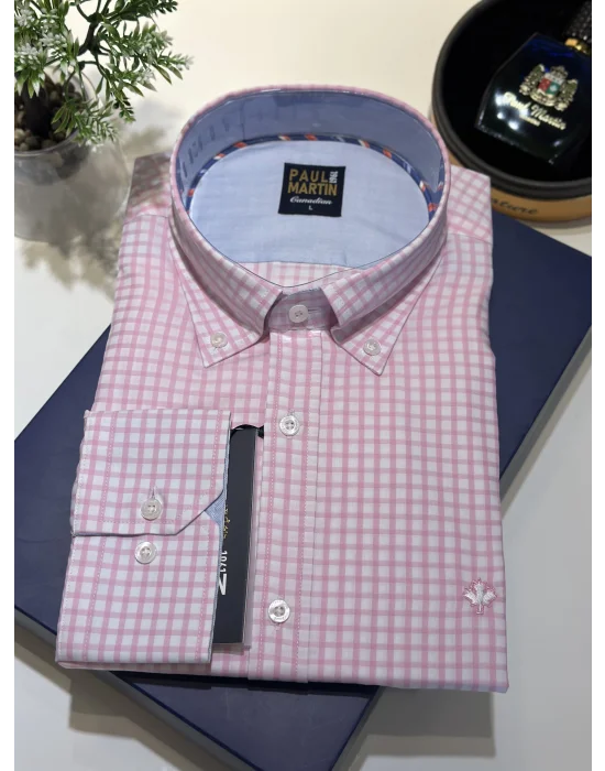 PAUL MARTİN NEW COLLECTION EKOSE MODEL COTON ER GÖMLEK - PM3647--143