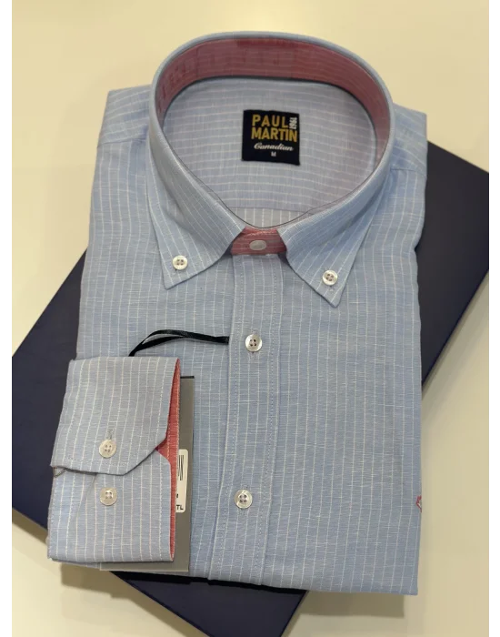 PAUL MARTİN NEW COLLECTION İNCE ÇİZGİ COTON ER GÖMLEK - PM3635R -756