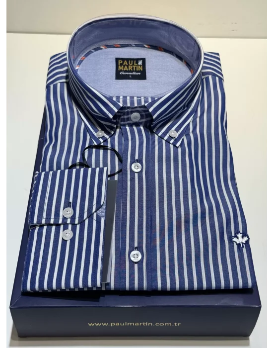 PAUL MARTİN S25 NEW COLLECTION ÇİZGİLİ COTON ER GÖMLEK- PM3647-048