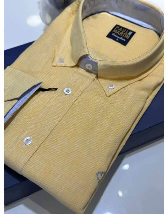 PAUL MARTİN S25 NEW COLLECTİON COTTON-LİNEN ER GÖMLEK-pm3638-002