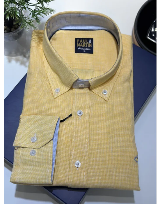 PAUL MARTİN S25 NEW COLLECTİON COTTON-LİNEN ER GÖMLEK-pm3638-002