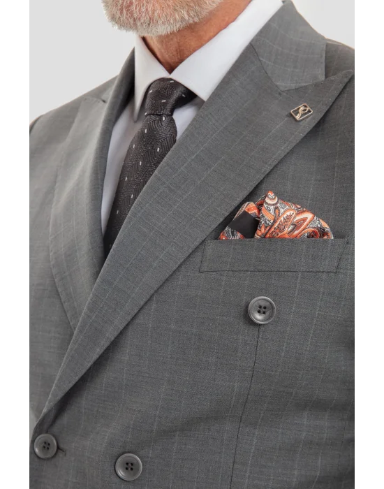 SABRİ ÖZEL NEW COLLECTİON %88 WOOL KRUVAZE ÇİZGİLİ TAKIM ELBİSE