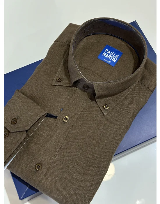 PAUL MARTİN NEW SEASON PREMİUM HAM KETEN ER GÖMLEK - PM3561-015