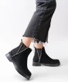 02-02 Siyah Süet Taş Aksesuarlı Lastikli Günlük Kadın Bot