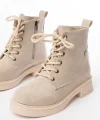 02-2003 Bej Süet Bağcıklı Fermuarlı Günlük Kadın Bot