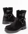 02-2013 Siyah Süet Toka Aksesuarlı Fermuarlı Günlük Kadın Bot