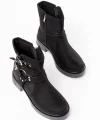02-2013 Siyah Süet Toka Aksesuarlı Fermuarlı Günlük Kadın Bot