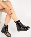 02-3055 Siyah Rugan Leopar Bağcıklı Fermuarlı Günlük Kadın Bot