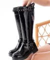 02-307 Siyah Rugan Düz Topuklu Günlük Bayan Binici Çizme