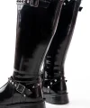 02-307 Siyah Rugan Düz Topuklu Günlük Bayan Binici Çizme