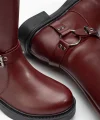02-312 Bordo Toka Aksesuarlı Fermuarlı Günlük Kadın Çizme