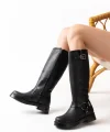 02-312 Siyah Toka Aksesuarlı Fermuarlı Günlük Kadın Çizme