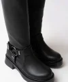02-312 Siyah Toka Aksesuarlı Fermuarlı Günlük Kadın Çizme