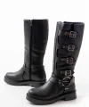 02-346 Siyah Düz Topuklu Günlük Bayan Binici Çizme