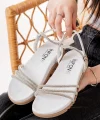 1001-1100 Beyaz Gümüş Taşlı Günlük Kadın Sandalet