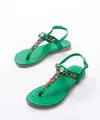 152-1110 Çimen Yeşili Multi Taşlı Parmak Arası Kadın Sandalet