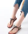 152-1110 Platin Multi  Taşlı Parmak Arası Kadın Sandalet