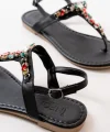 152-1110 Siyah Multi Taşlı Parmak Arası Kadın Sandalet